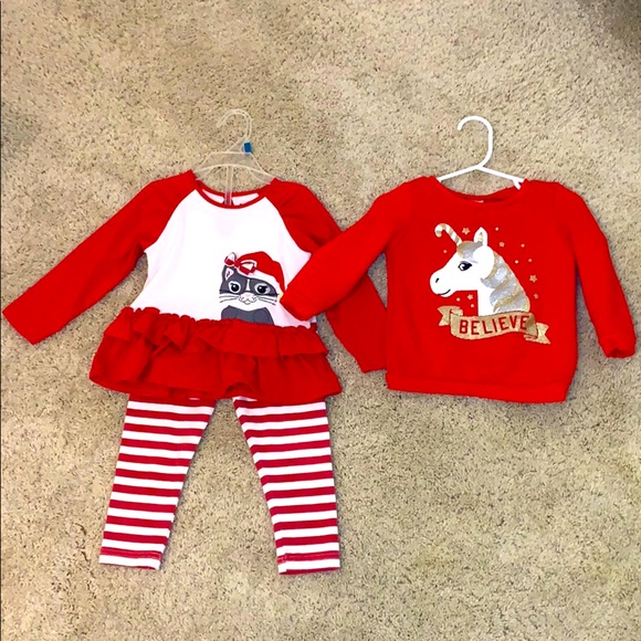 Other - Christmas toddler girl sweat shirt and outfit set